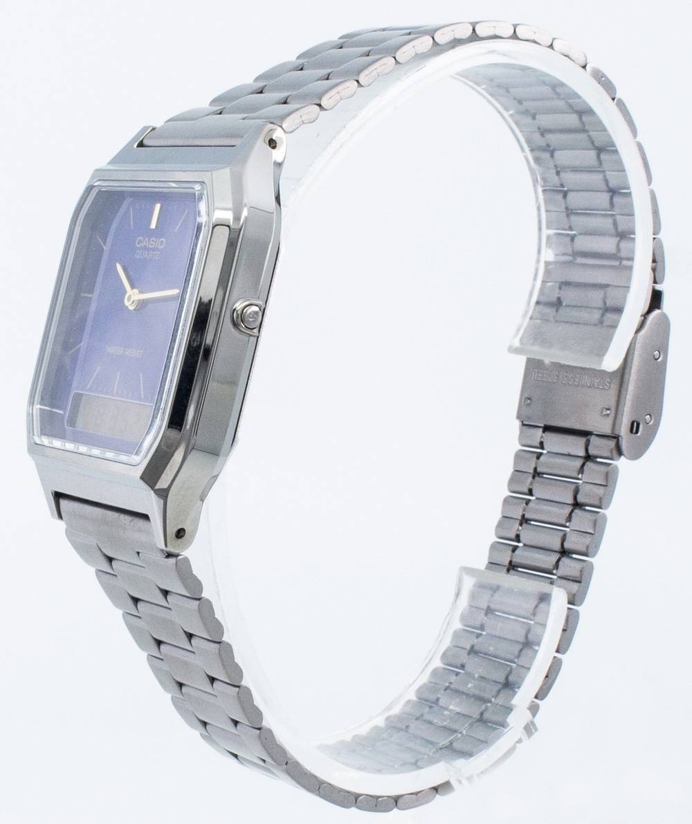 Casio Quartz Stainless Steel Blue Dial AQ-230GG-2A Dual Time Unisex Watch