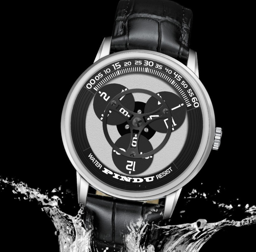 PINDU Men’s waterproof Mechanical Watch 42mm Steel Luminous pointer dial Pressie