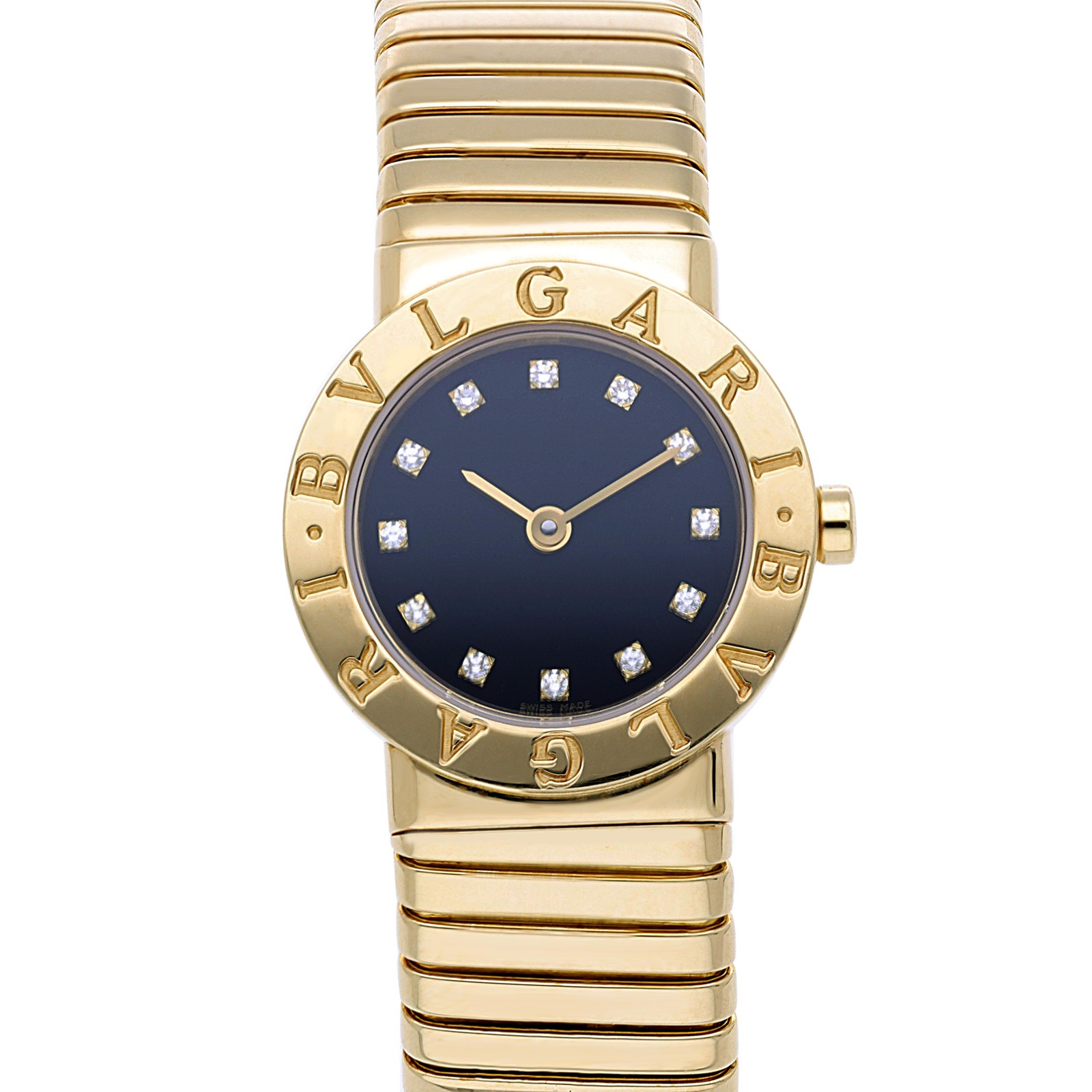 Bulgari Tubogas BB23 18K Yellow Gold Diamond Dial 26mm Ladies Watch Full Set