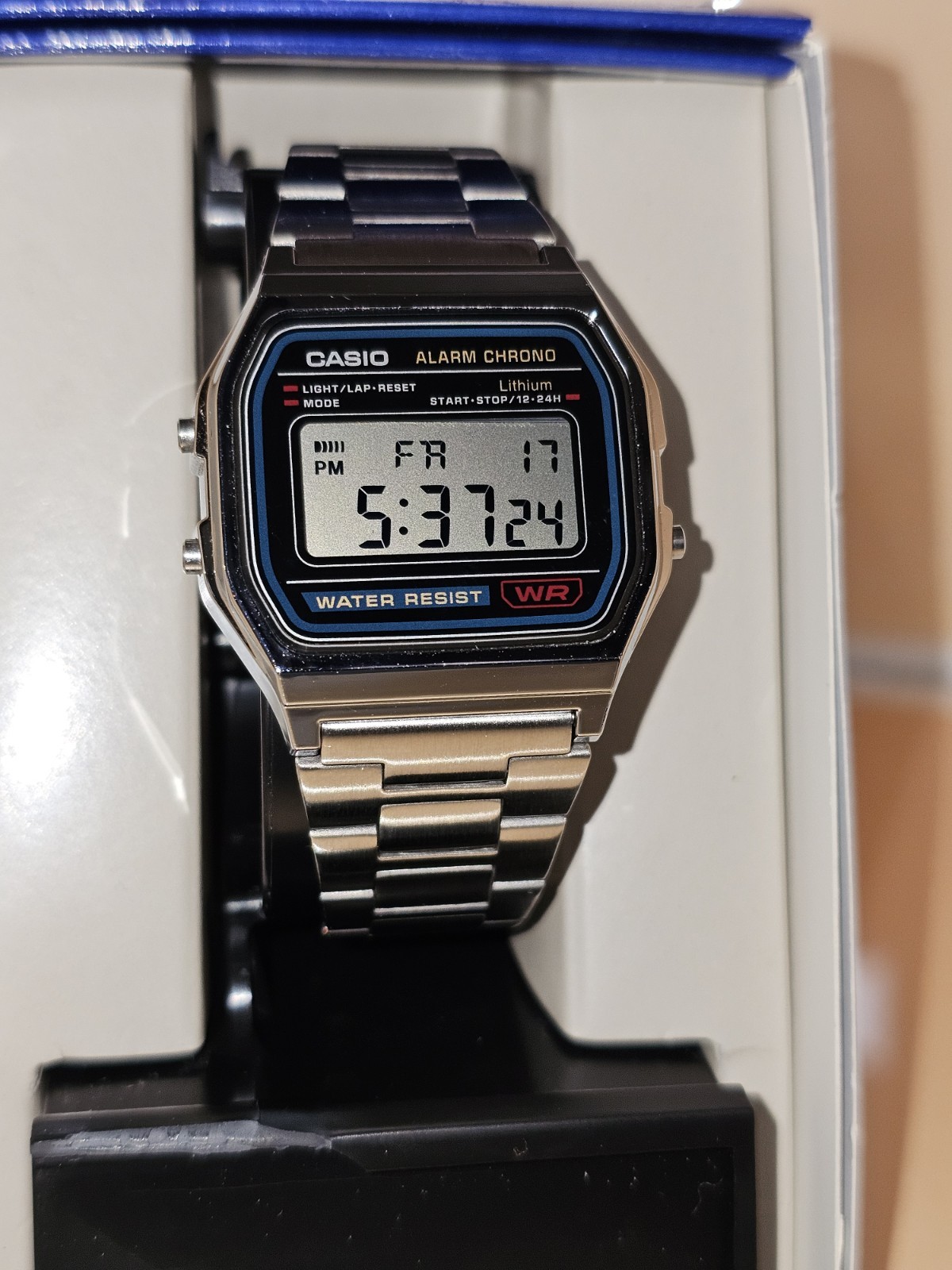 Casio Alarm Chrono Digital Quartz WR Alarm Chrono Day/Date Black Dial Bracelet