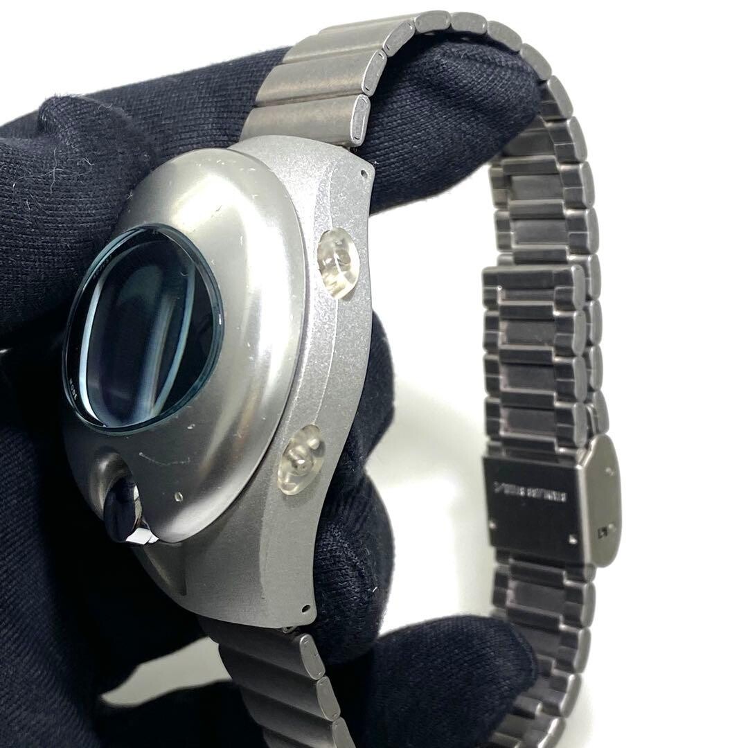 ALBA Digital Wristwatch SPOON Y2K Retro Futuristic Silver Authentic From Japan