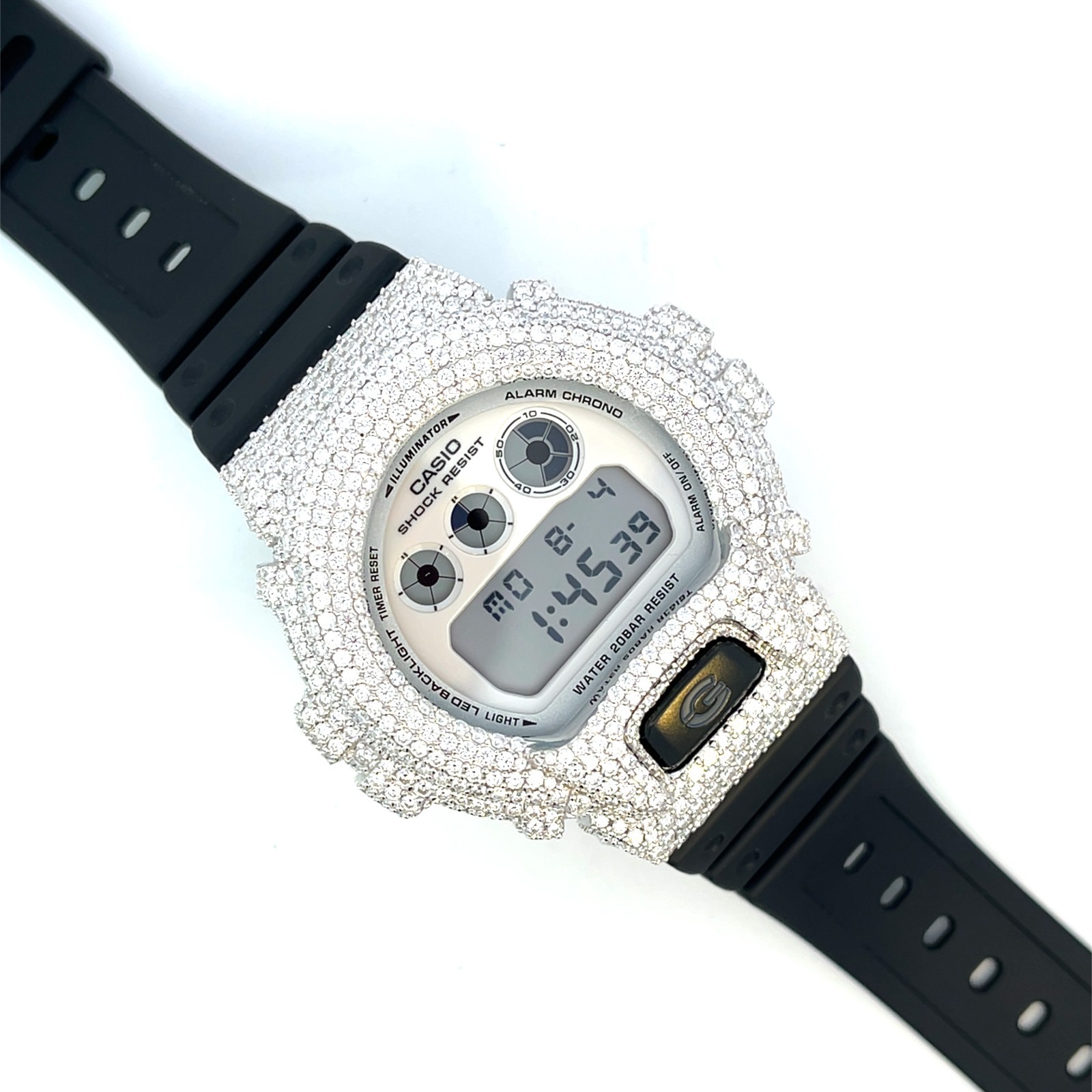 Moissanite Iced Out G-SHOCK DW-6900 Watch – D Color, Flawless Clarity