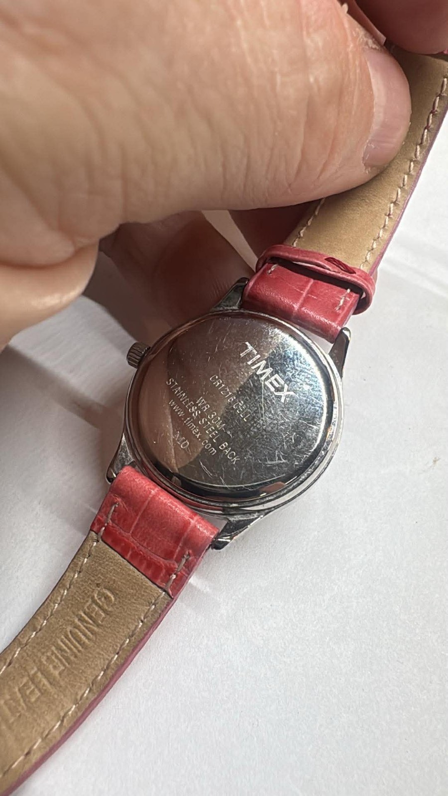 28mm SS Ladies Timex quartz w/ Pink strap New battery