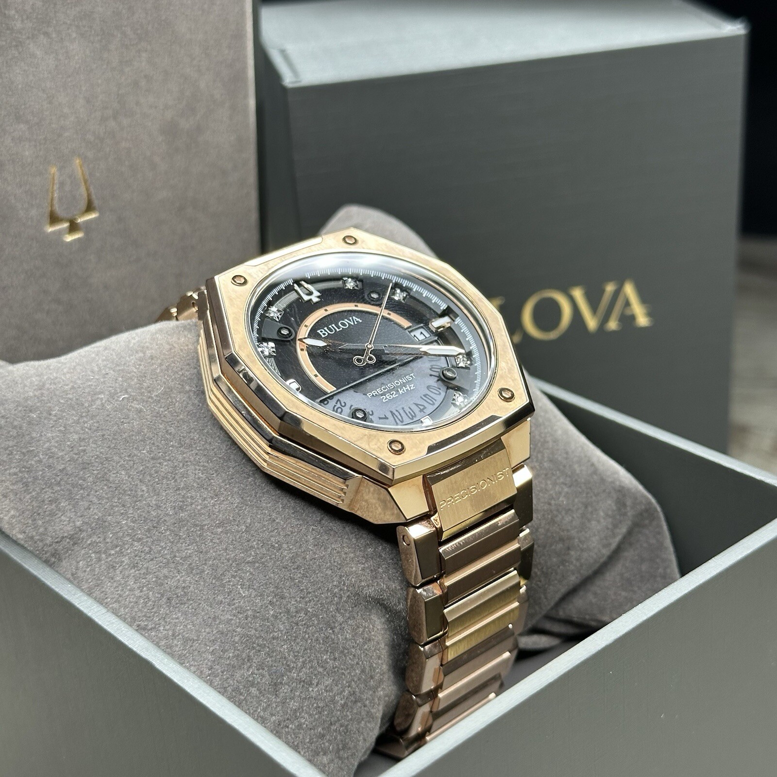 NEW✅262kHz✅Bulova Precisionist X Chronograph Rose Gold Steel Watch 97D129 $995