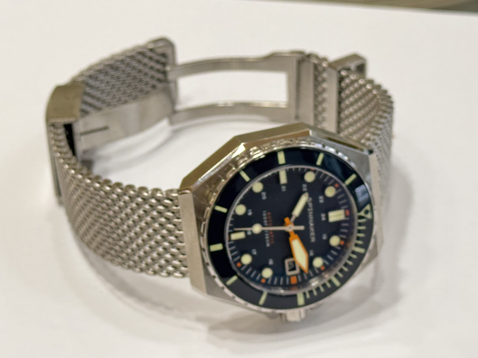 Spinnaker Watch Automatic Date 1000FT/300M Mens 46.5mm Blue Dial Sapphire Glass