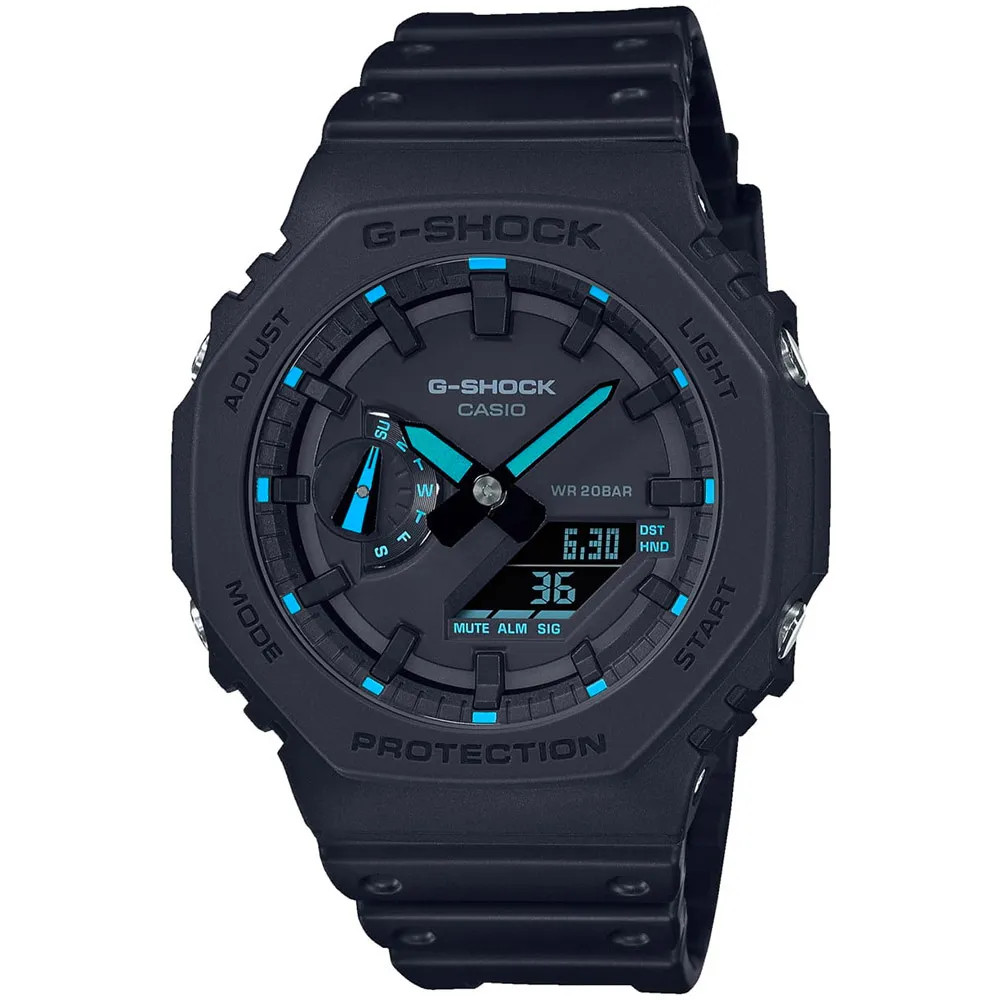 Watch CASIO GA-2100-1A2ER Mens Chronograph Carbon Fiber Band Resin Dial Black