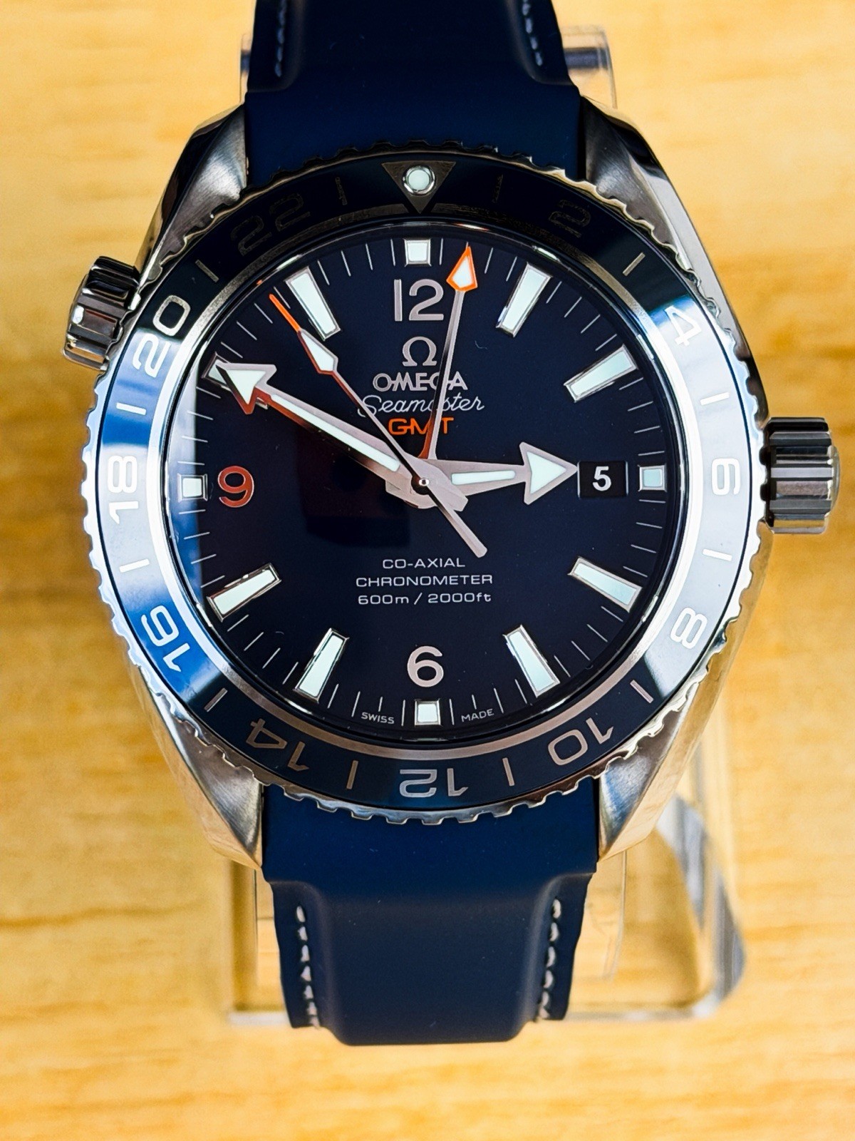 2024 Omega Planet Ocean GMT Titanium Blue 43.5mm Full Set, Box & Papers