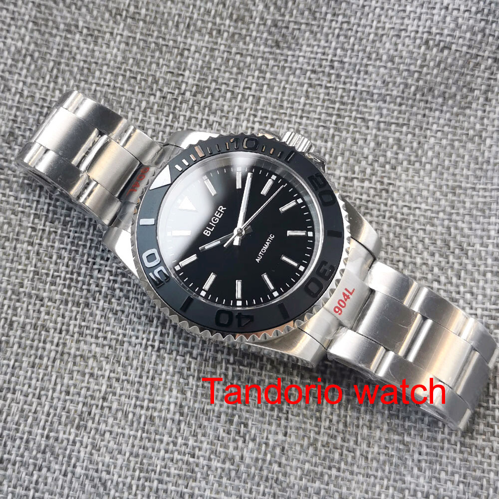 Bliger 40MM Black White Green Red Dial Men’s Watch Ceramic Bezel Luminous NH35