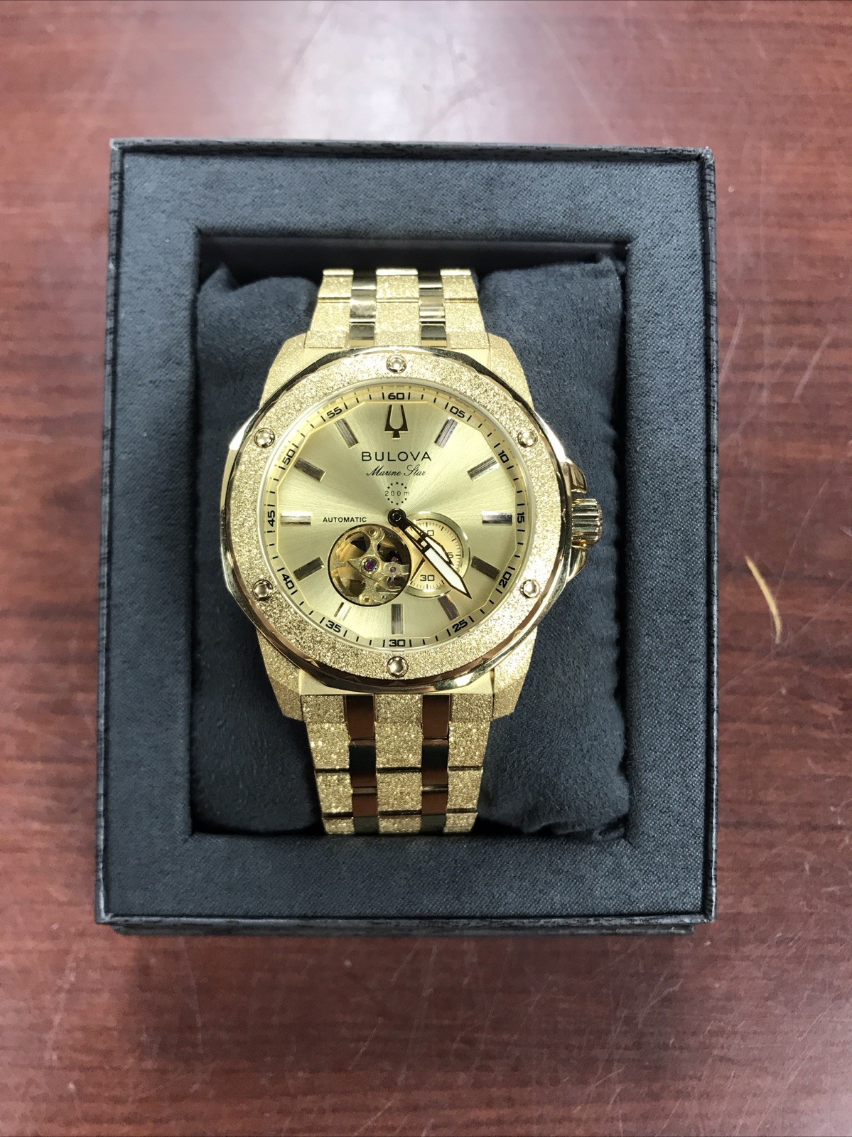 Bulova Marine Star Auto Champagne Dial Gold-tone Men’s Watch 97A200
