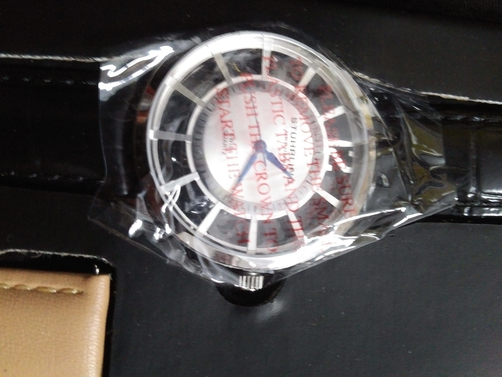 Stuhrling GP12790 Silver Watch Piece on Black Alligator Embossed Leather Strap