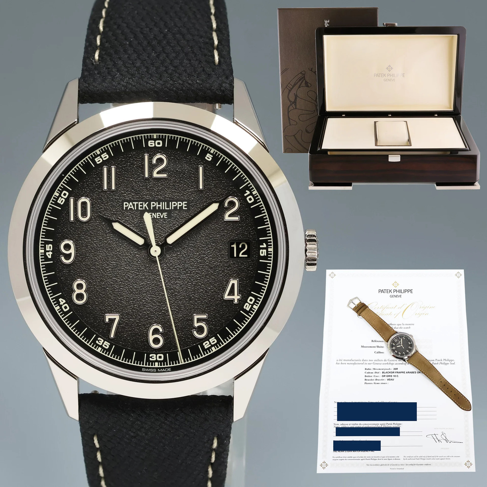 2023 PAPERS MINT Patek Philippe 5226G 40mm White Gold Black Dial Leather Watch