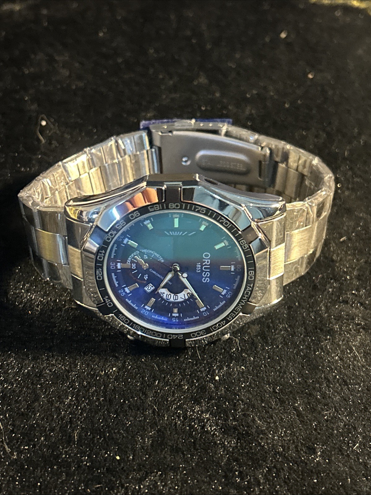 ORUSS 1853 Men’s Chronograph Tachymeter Analog Watch Blue Dial
