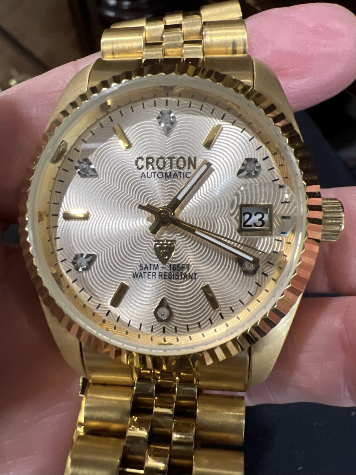 Croton Men’s Automatic Watch Presidential Markings, 6 Diamond Dial 5ATM To 165’