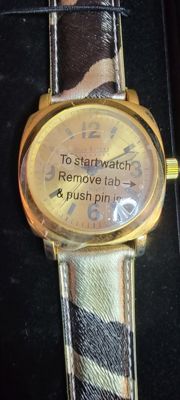 Joan Rivers Classics Collection Zebra Print Watch NIB Quartz Gold Tone QVC 32