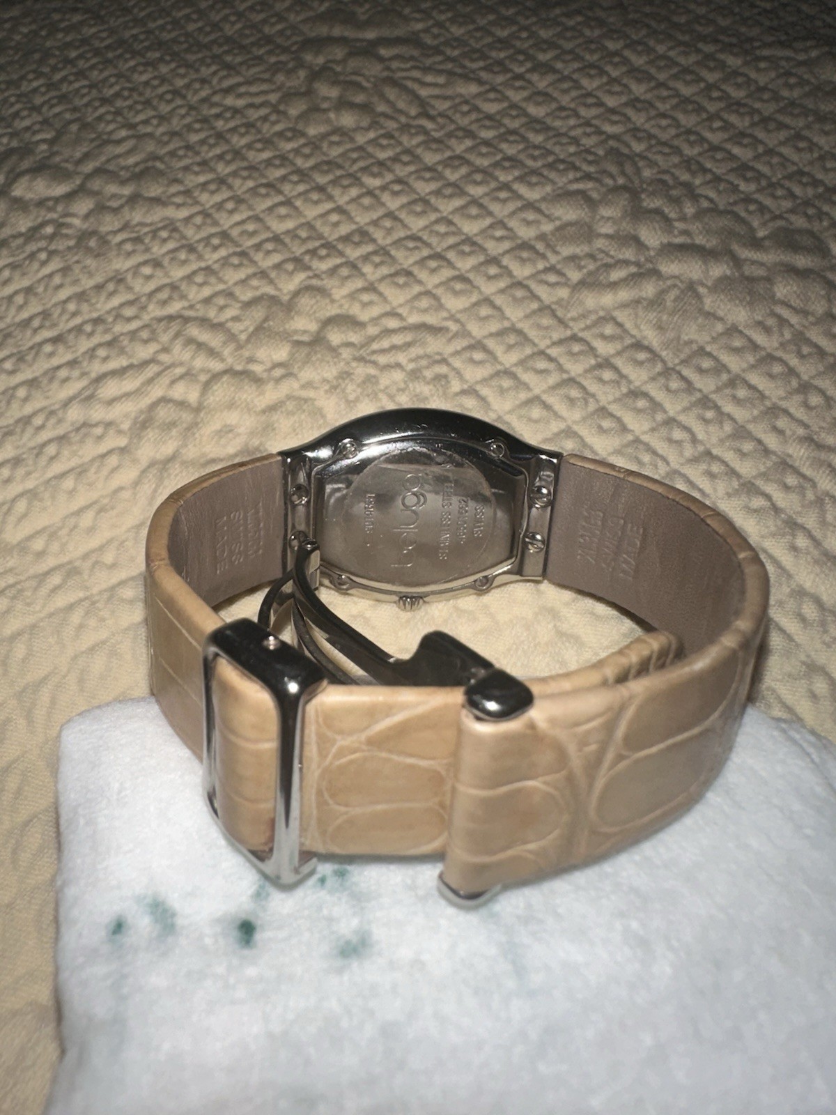 EBEL Beluga Tonneau Women’s Quartz Watch, SS Case, Silver Dial, Diamond, Beige