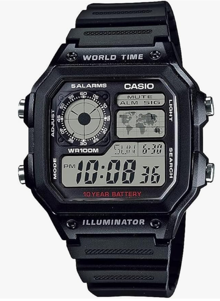 CASIO ROYALE AE-1200WH-1A World Time Digital Watch 100m (10ATM) Japan import