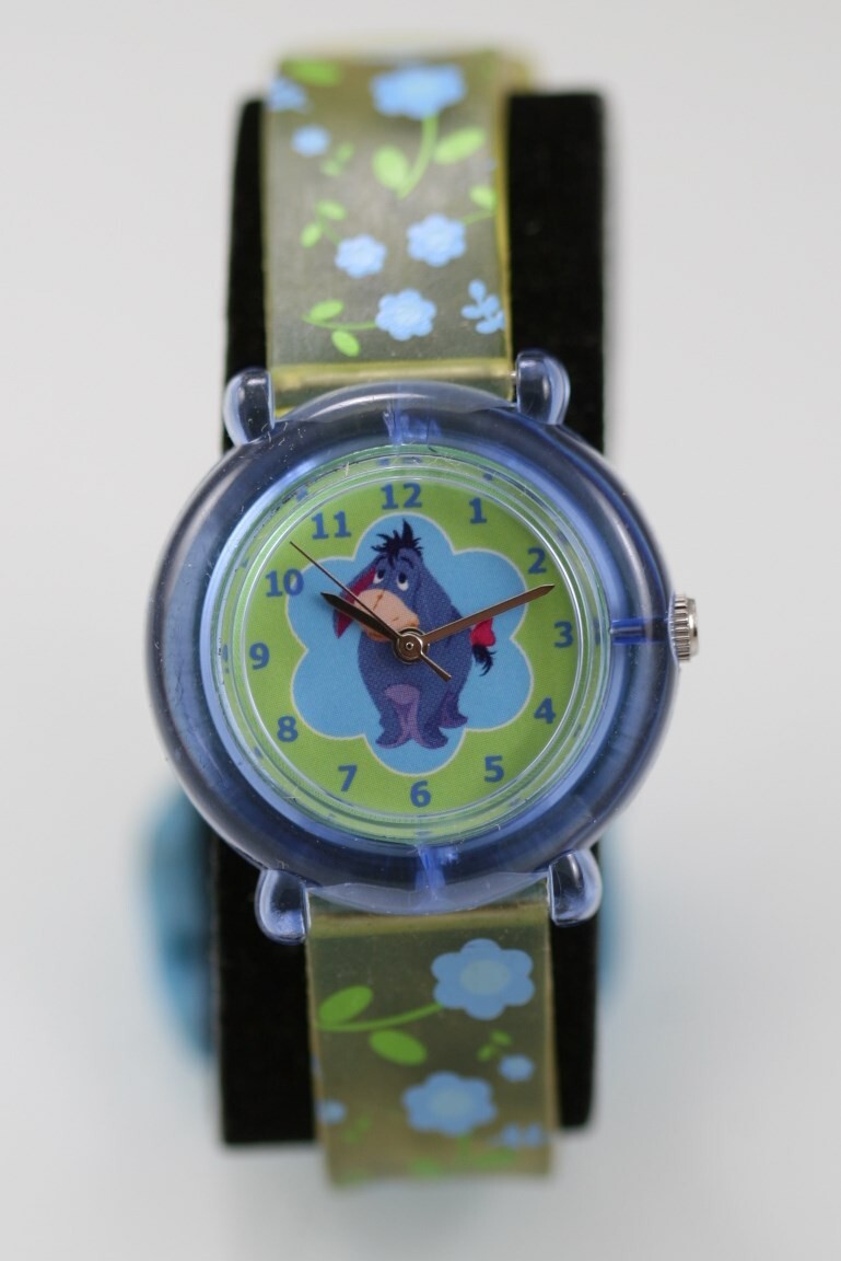 Eeyore Watch Women Youth Blue Yellow Plastic Stainless Steel Battery WR Quartz