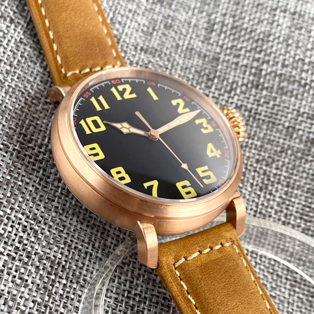46.5mm Tandorio CUSN8 Solid Bronze Black Dial NH35A PT5000 Automatic Men Watch