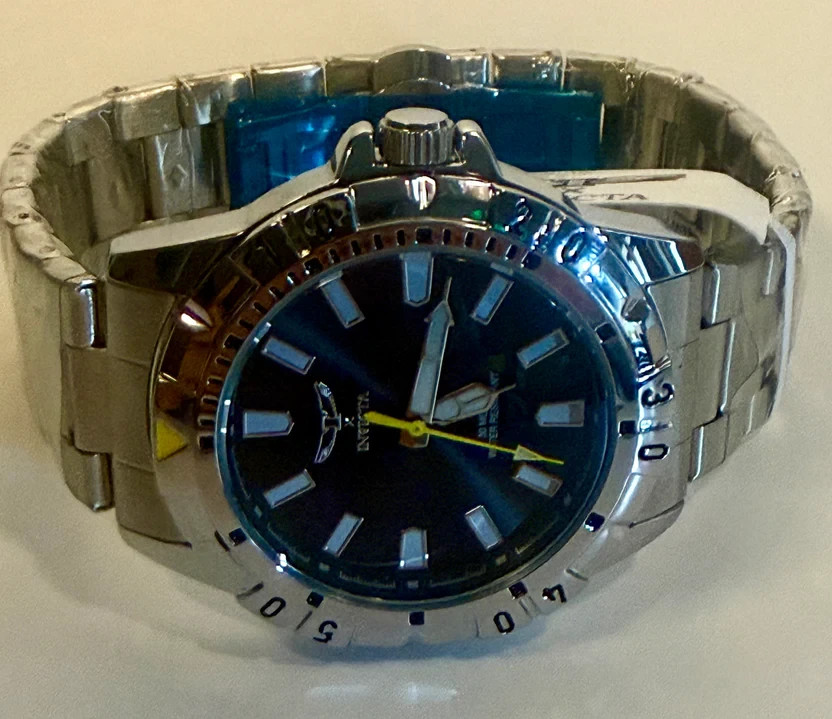 Invicta Specialty Mens 42mm Silver Black Dial Quartz Steel Bracelet Watch 69040