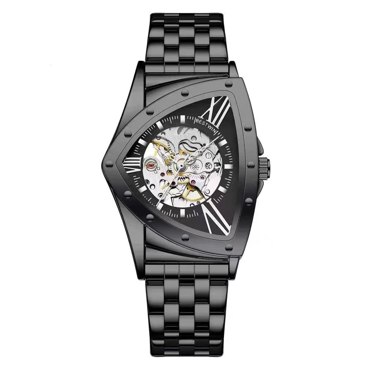 Triangular Skeleton Automatic Mechanical Watch, Wormhole Concept High-End Design