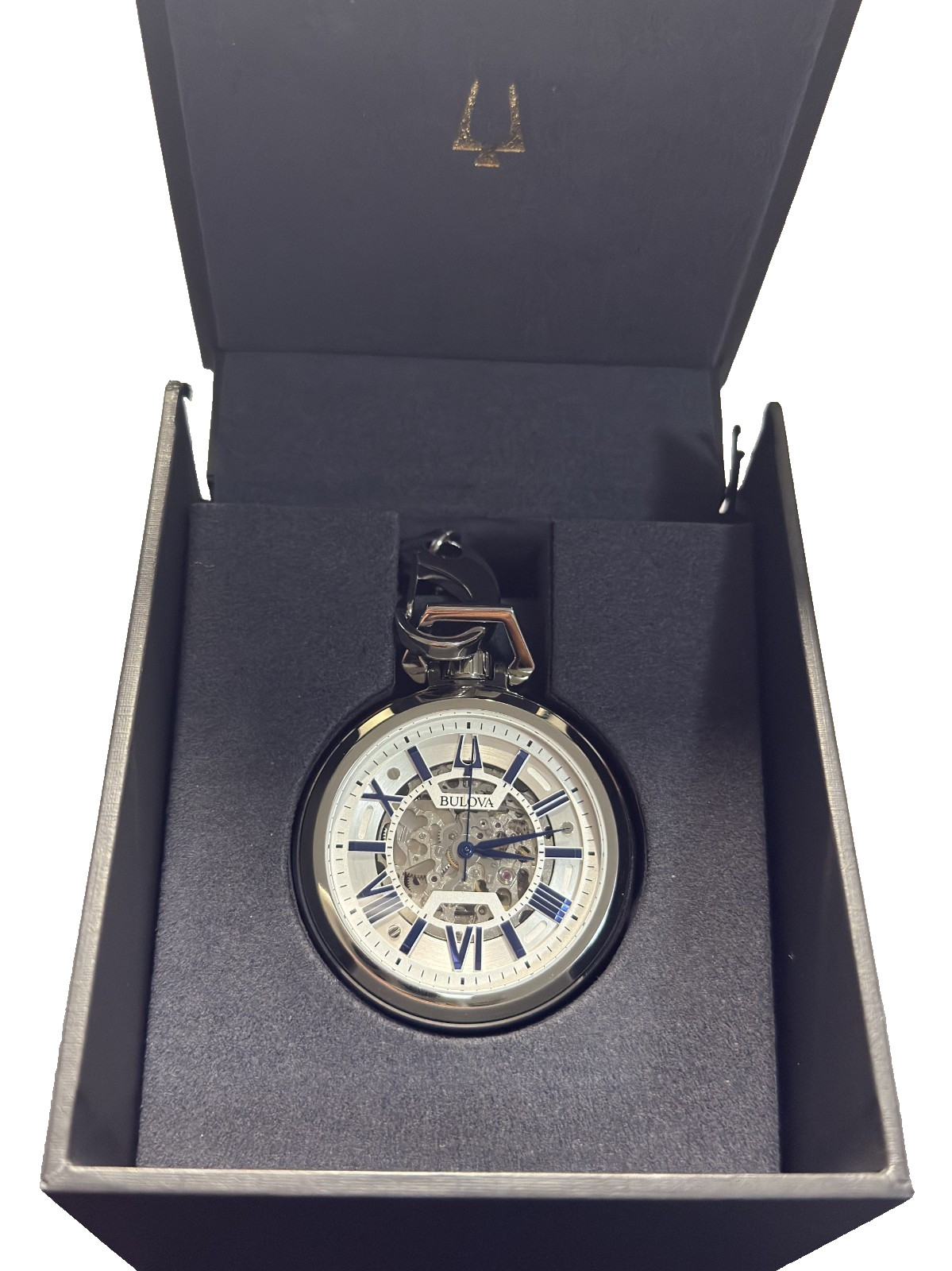 Bulova Sutton Automatic Skeleton Dial Stainless Steel Men’s Pocket Watch 96A304