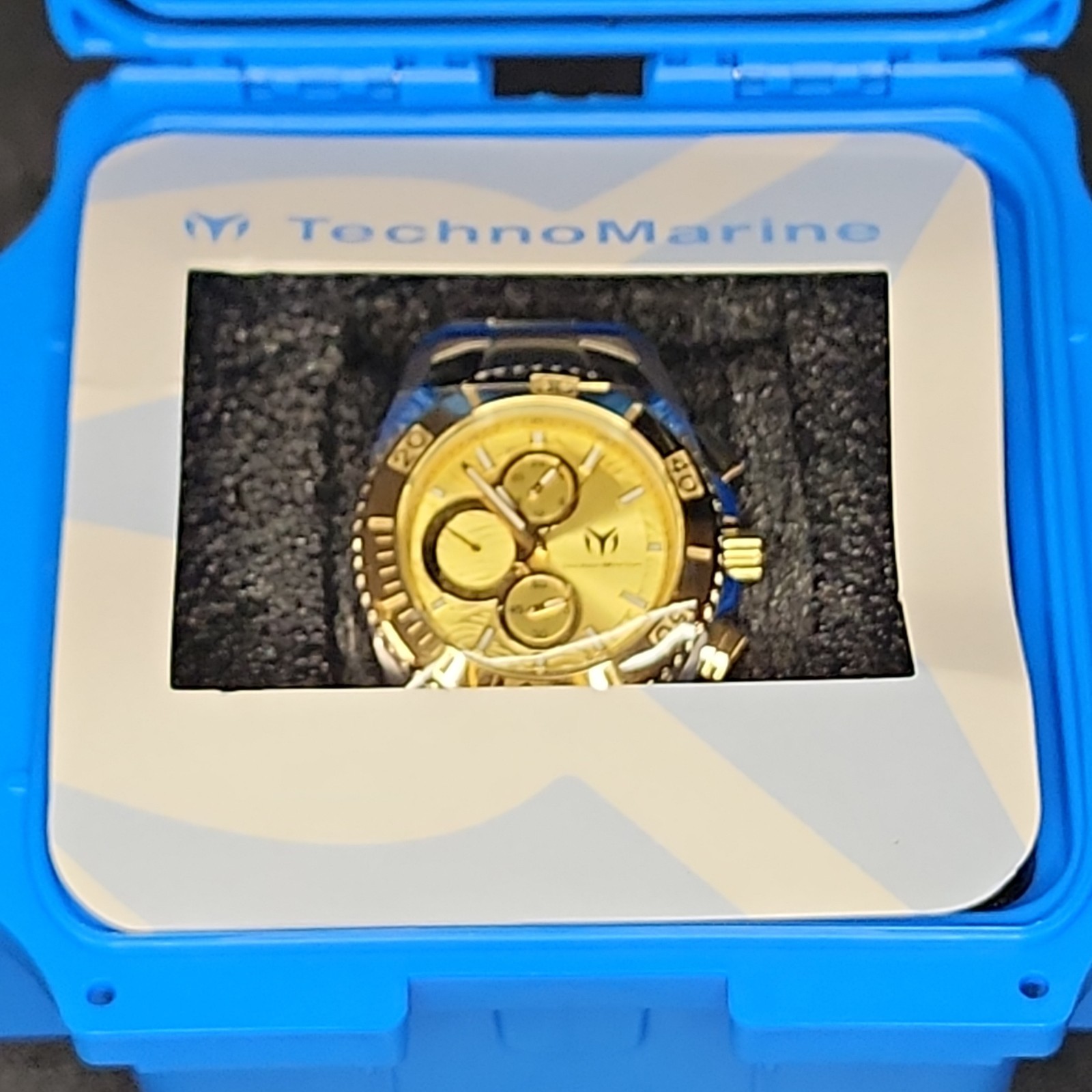 TechnoMarine Marita Quartz Chronograph Gold Dial Two-Tone Bracelet 42mm W/Box