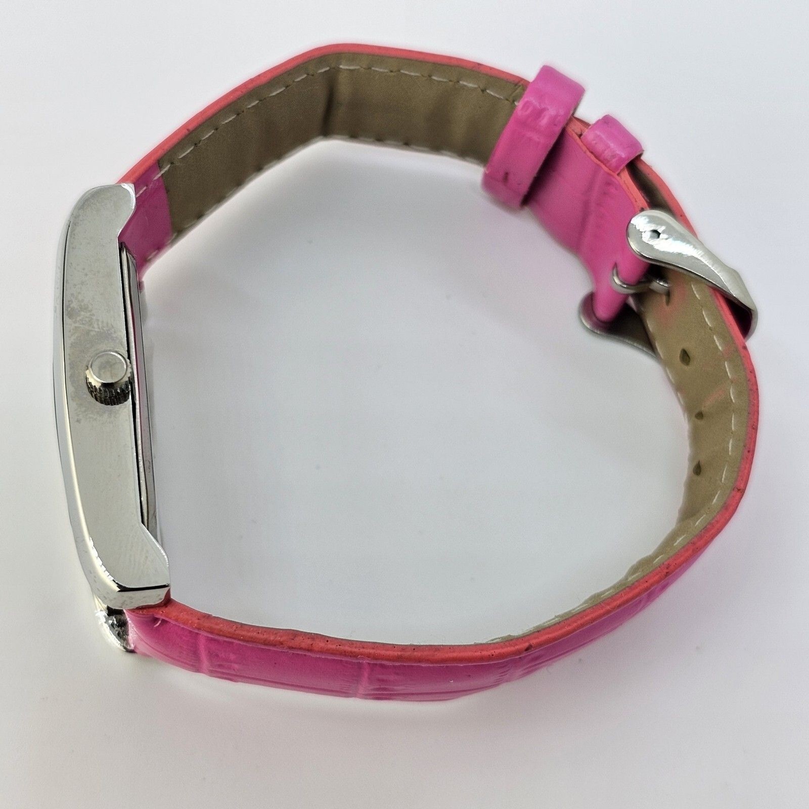 Minnie Mouse Women’s Watch 26MM White Dial Pink Leather Band Straps New Battery