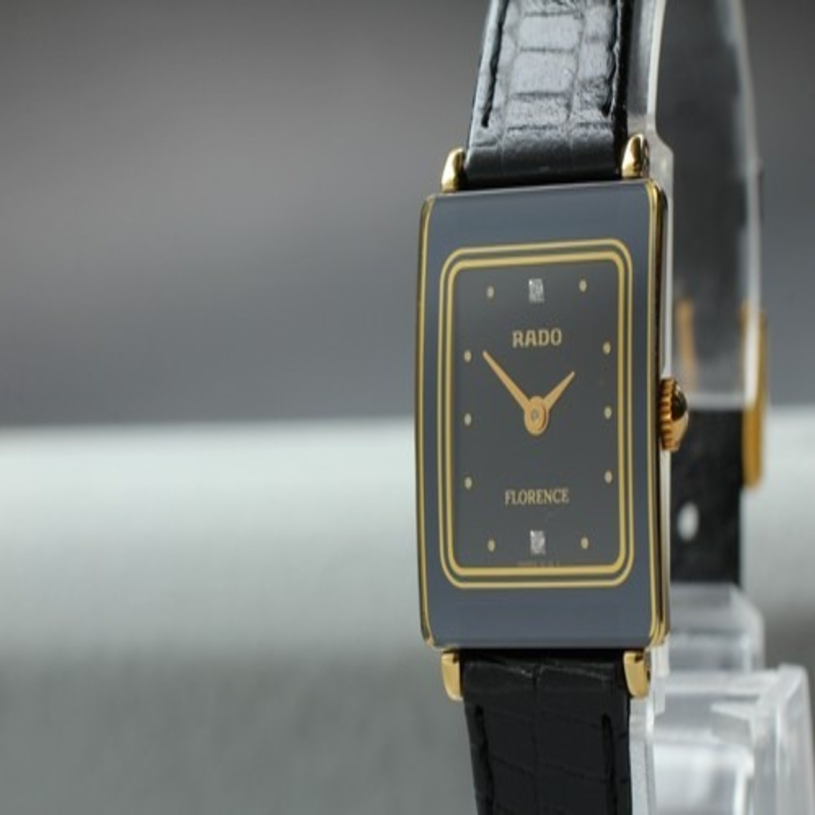 [Near Mint] RADO Florence 153.3606.2N Black Dial Genuine Leather Quartz Women’s
