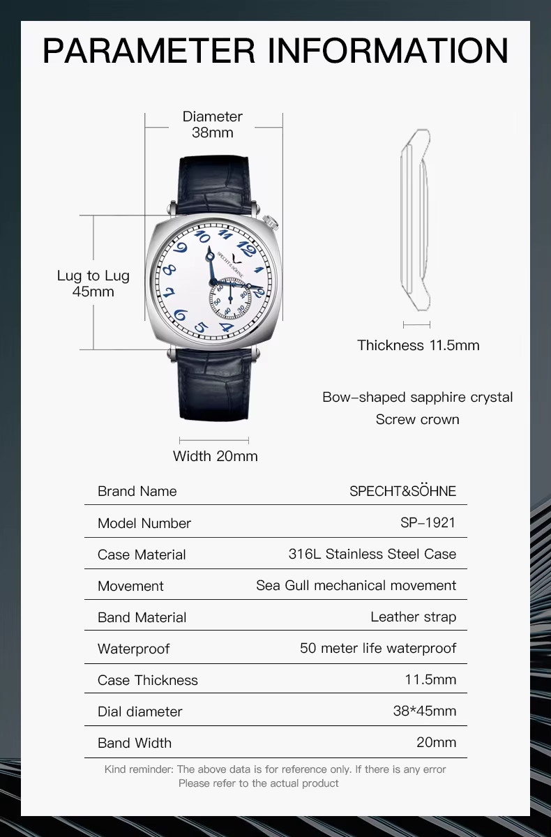Specht & Söhne 1921 Men’s Automatic Mechanical Watch Vintage Watch Sapphire