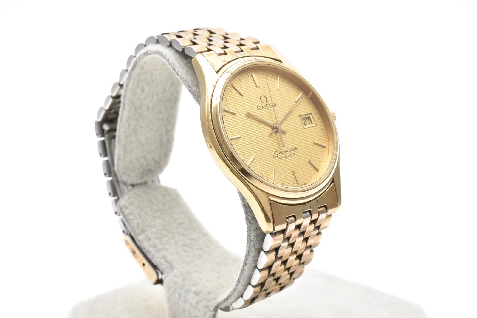 Paper!!Vintage!!【EXC+5】OMEGA Seamaster Cal.1430 Quartz Gold Dial Date 33mm Men