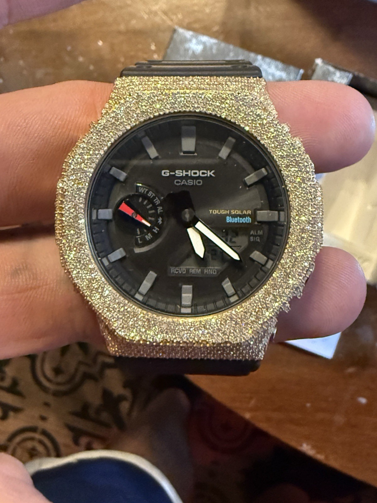 Casio G-SHOCK CUSTOM Tough Solar Bluetooth with 6.00 CT natural diamonds