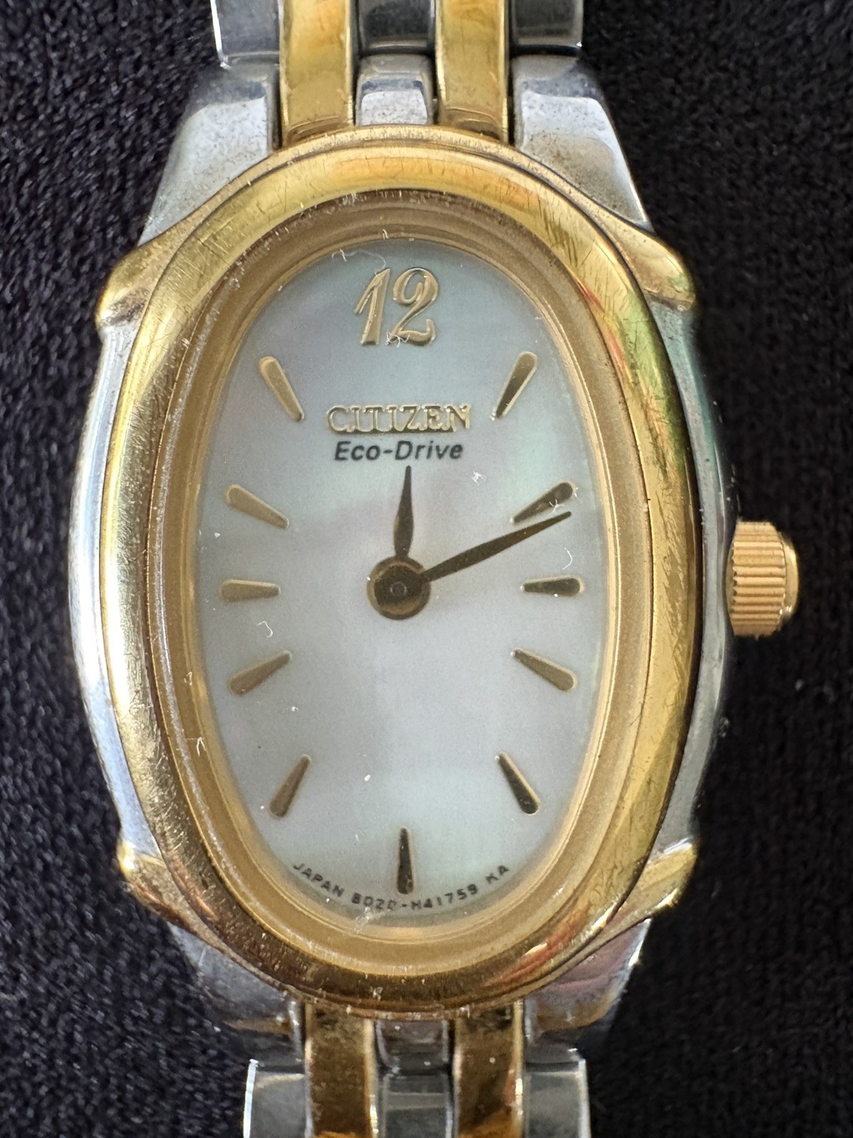 Citizen Eco-Drive Womens Watch 17mm Two Tone Bracelet MOP Dial Solar Stainless