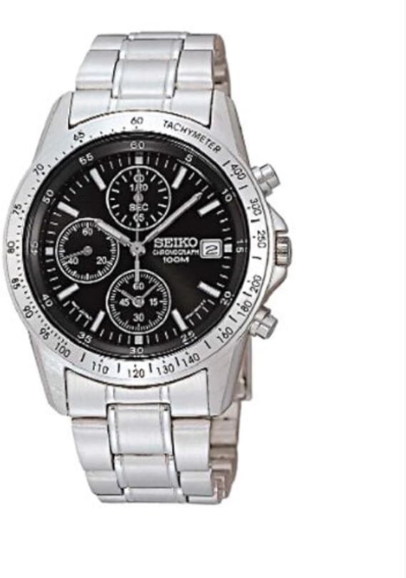 SEIKO Chronograph SND367PC SND367P1 Black Silver Men’s Watch New in Box