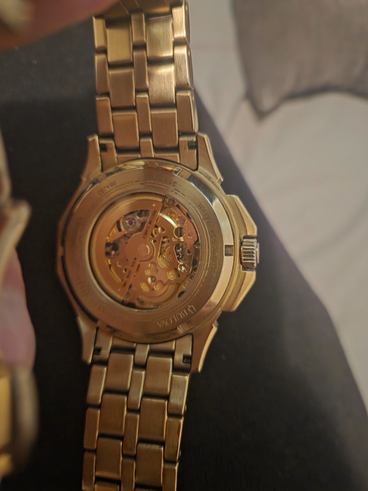 Bulova Octava Automatic Gold Tone Stainless St. Crystal Accent Men Watch 98A292