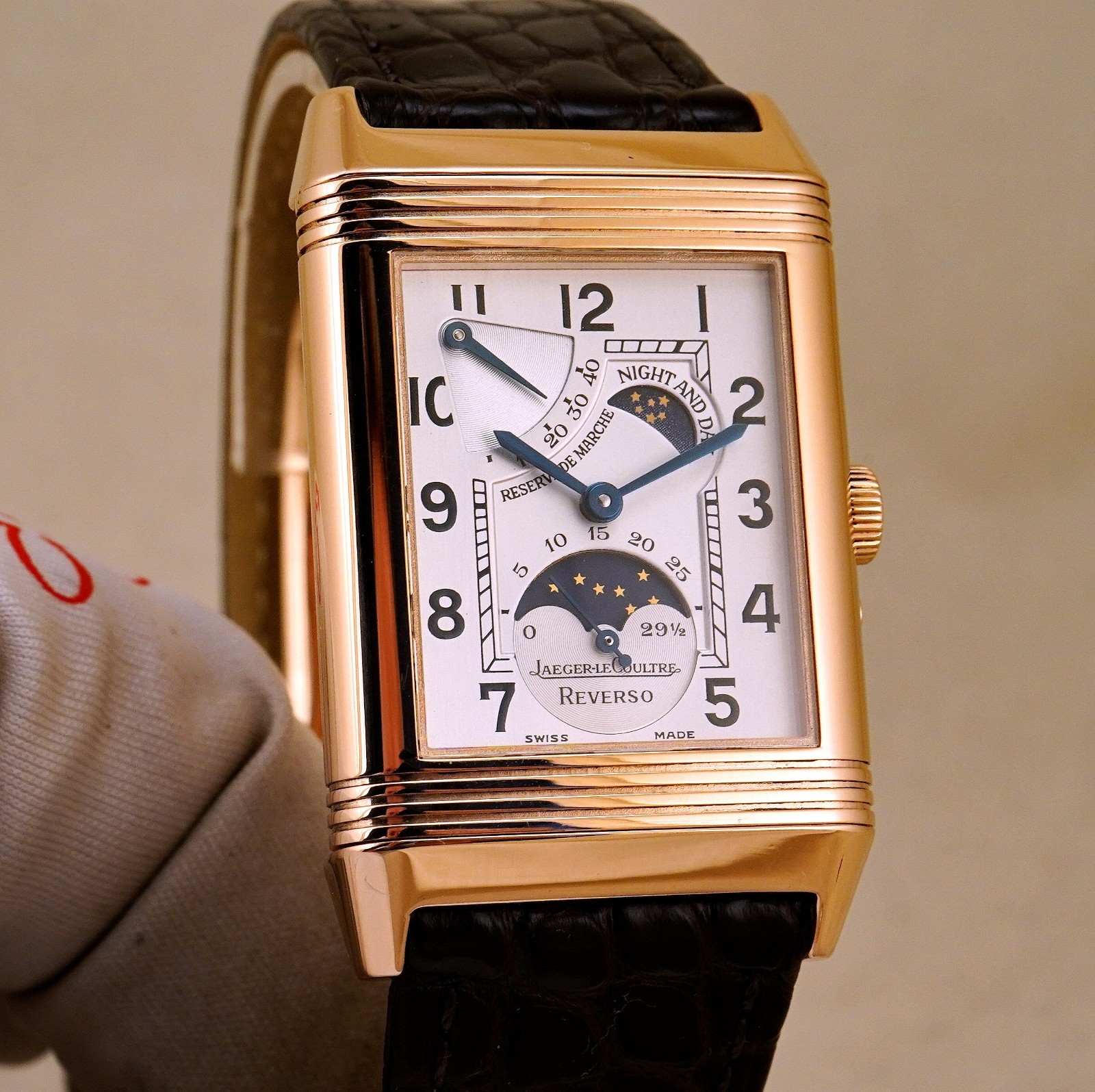 JAEGER-LECOULTRE 18K ROSE-GOLD GRAND REVERSO 270.2.63 SUN-MOON DAY-NIGHT MINT!!!