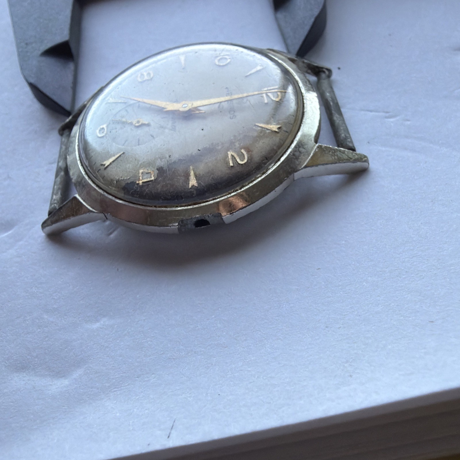 AV23 VTG Mechanical Wind Helbros 33mm Mens Watch Repairs Aluminum Case As Is**