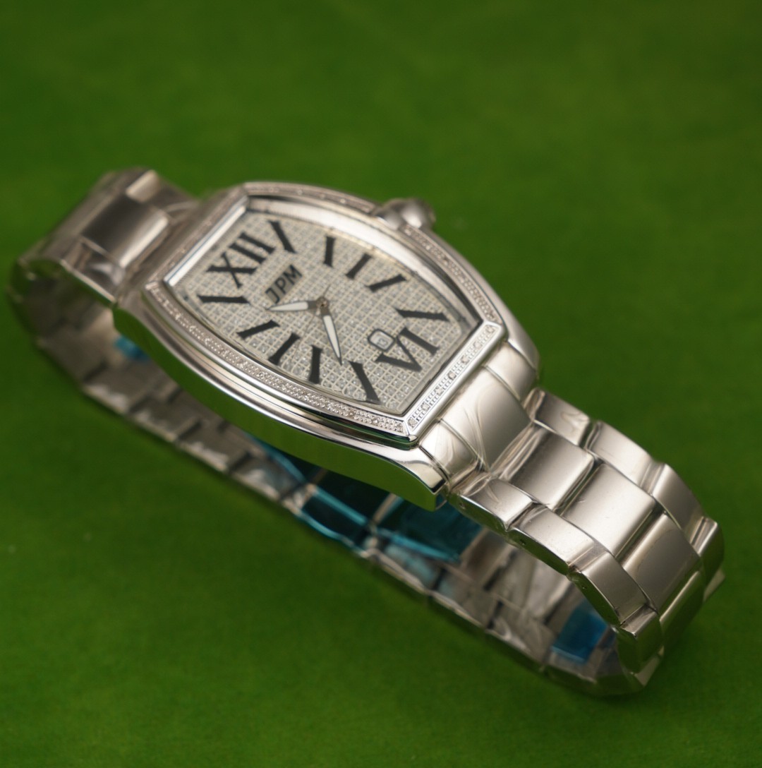 JPM Tonneau Men’s Diamond Set Stainless Steel Archive Watch