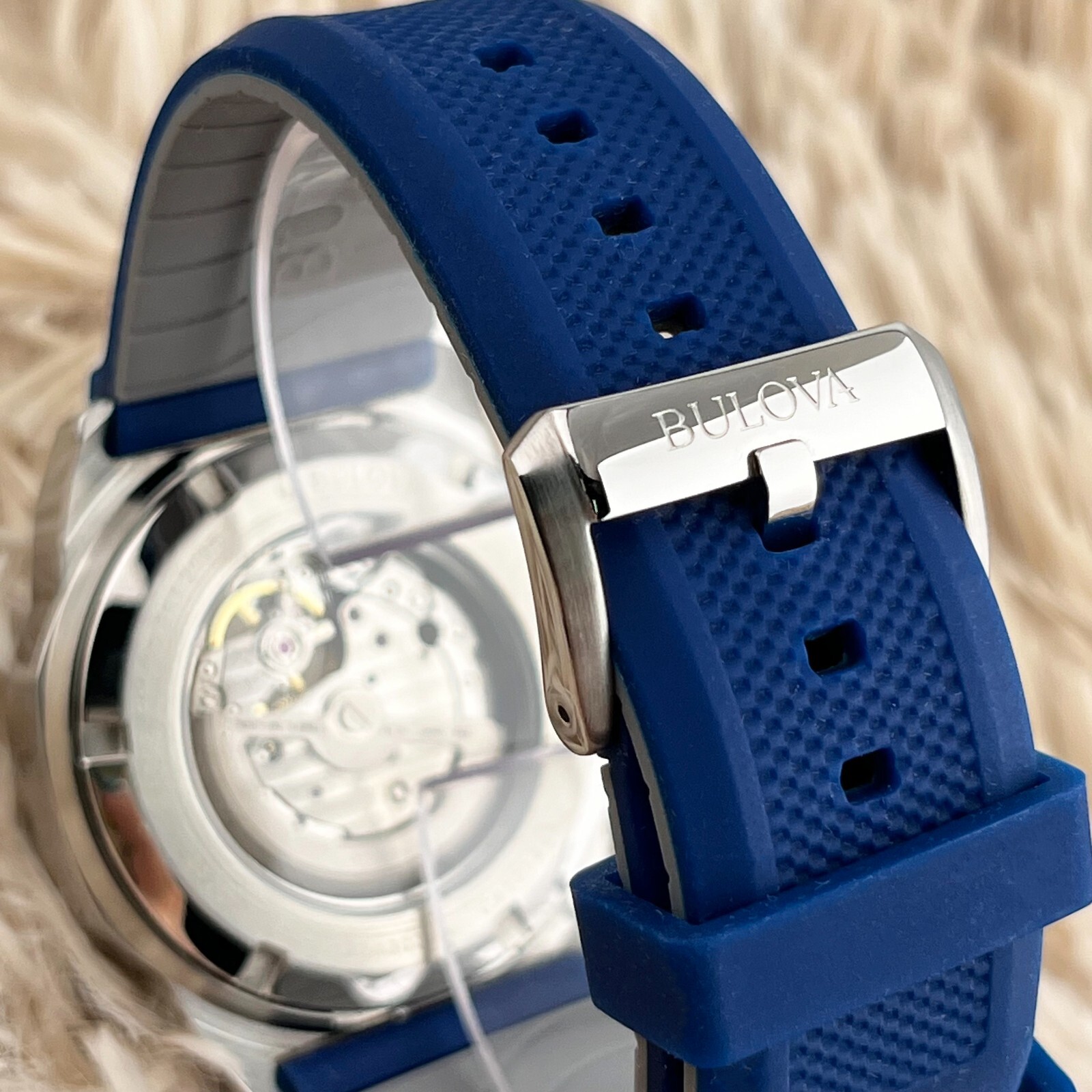 Bulova Marine Star Automatic 45mm Blue Dial Blue Rubber Strap Men’s Watch 98A303