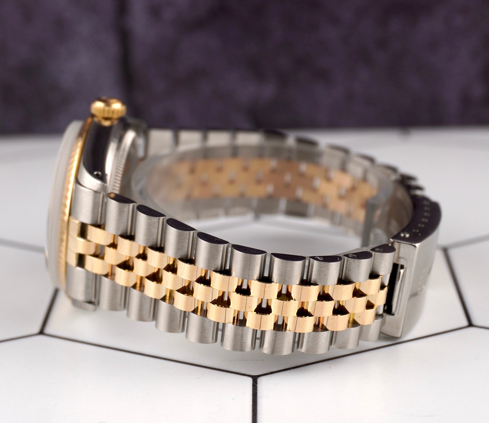 Rolex Datejust 36mm Yellow Gold Fluted Green Diamond Dial Jubilee Watch