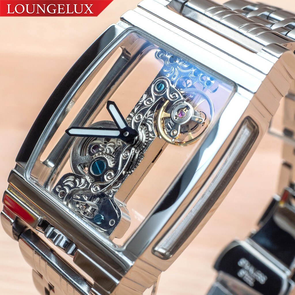Mens Silver Bridge Manual Mechanical Watch – Stainless Steel Metal Strap