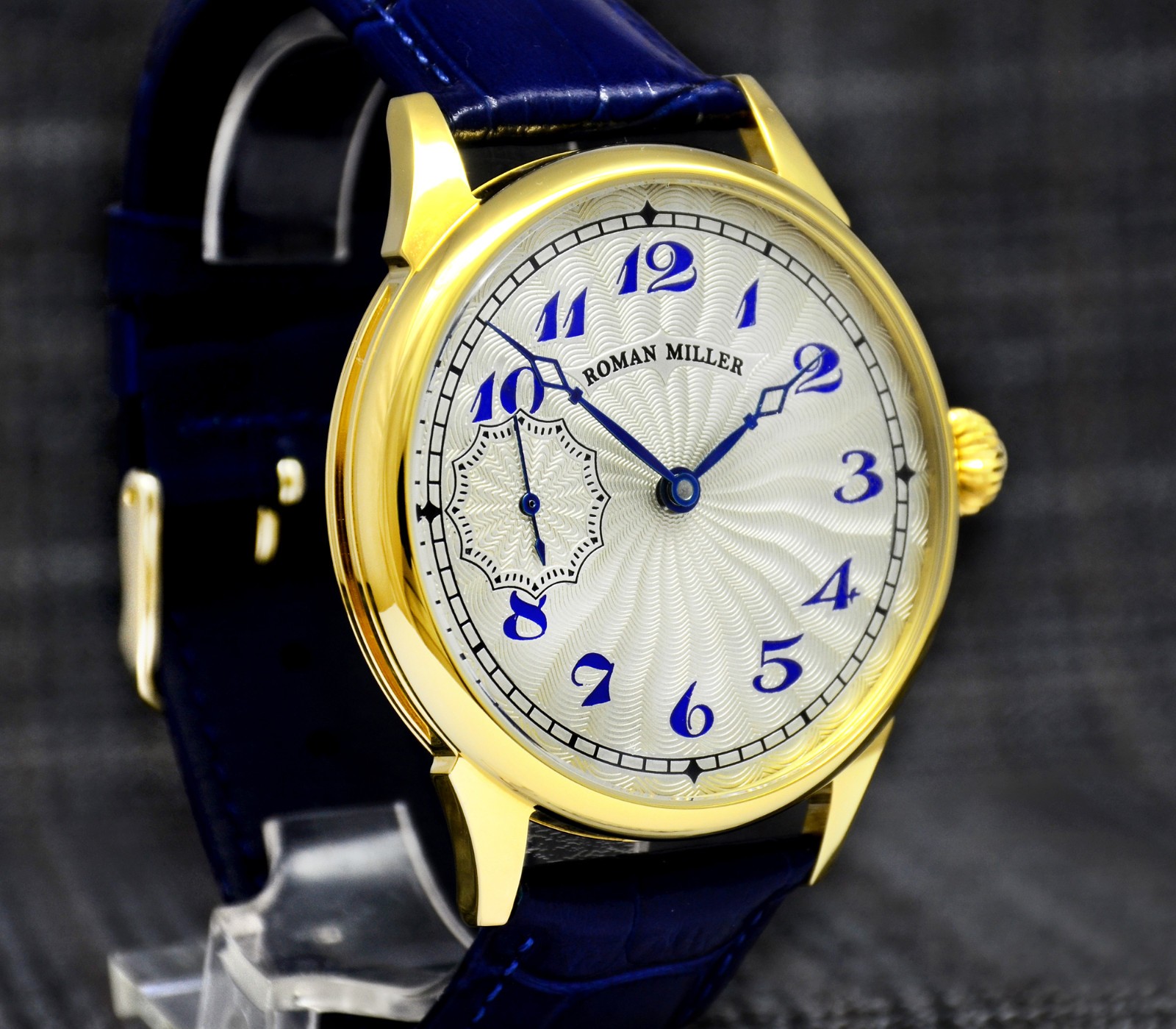 Men’s Luxury Gold Watch with Silver Dial Engraved watch Gift for Husband Miller
