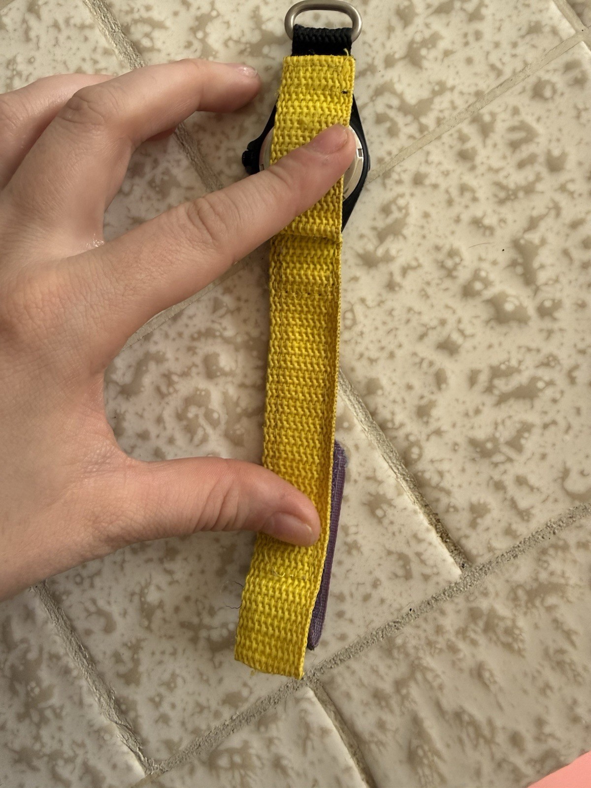Skagen Quartz Analog Wristwatch Yellow Dial Black Case Fabric Strap