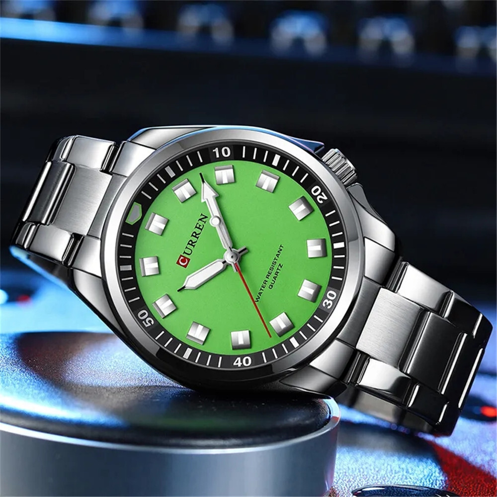 CURREN Men Quartz Watch Stainless Steel Luminous Wristwatch Male Sport Watches