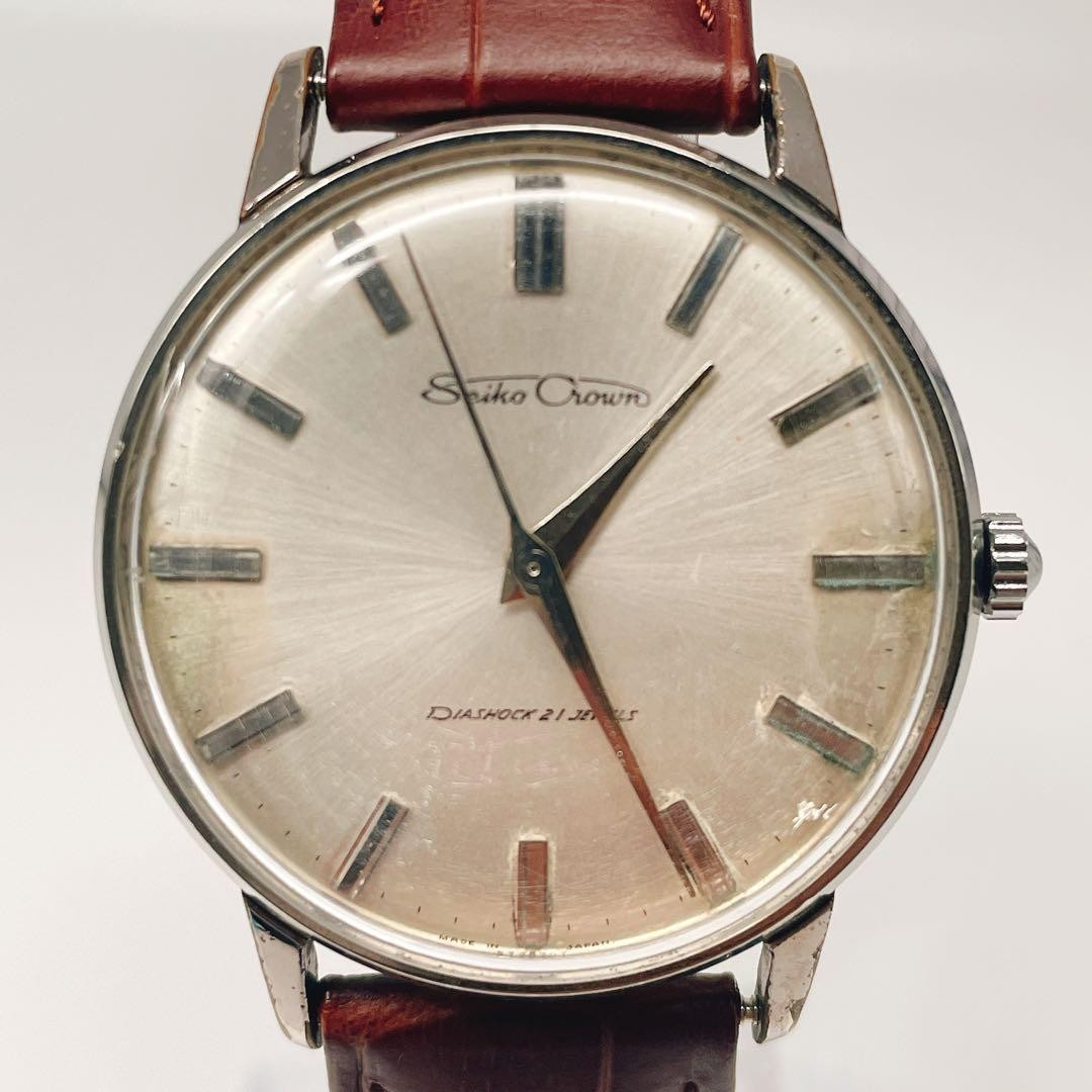 Working Seiko Crown Manual Wind Watch Silver Vintage SEIKO Men’s