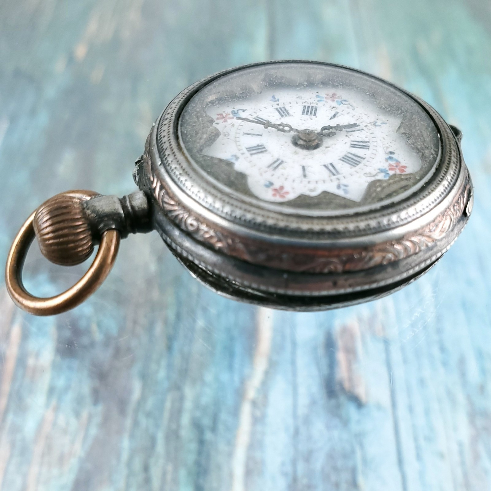 Antique Ornate Manual Wind Pocket Watch for Parts or Restoration
