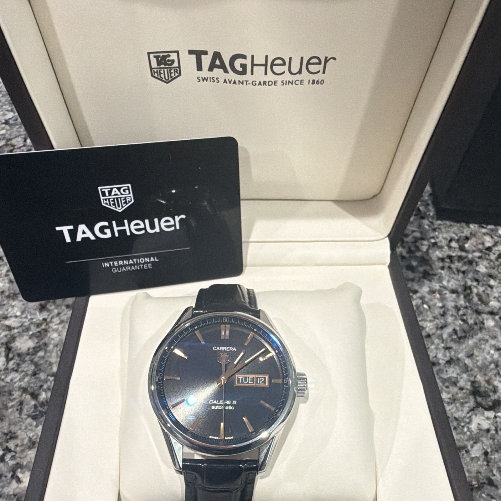 TAG Heuer Carrera Calibre 5 Automatic 41mm Blue Dial Day/Date 100m Box