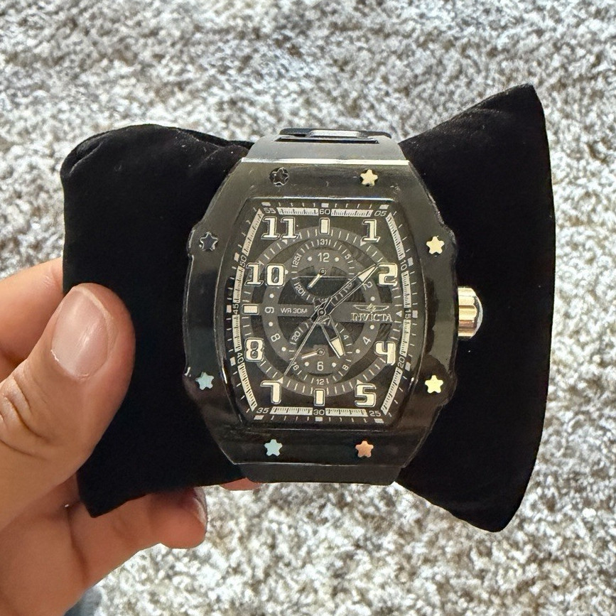 Invicta S1 Rally Men’s Quartz Chronograph Date 50mm Tonneau Black 100m Box