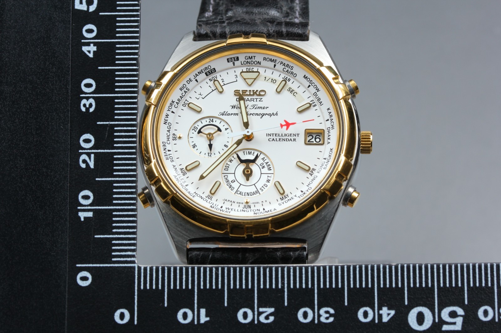 [MINT w/ Case] SEIKO World Timer Alarm Chronograph 6M15-0020 39mm QZ Men’s Watch