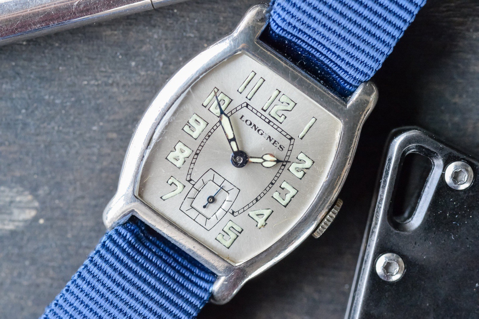 Vintage LONGINES Tonneau “Barrel” Shape Silver Case 1900’s Military Manual Watch