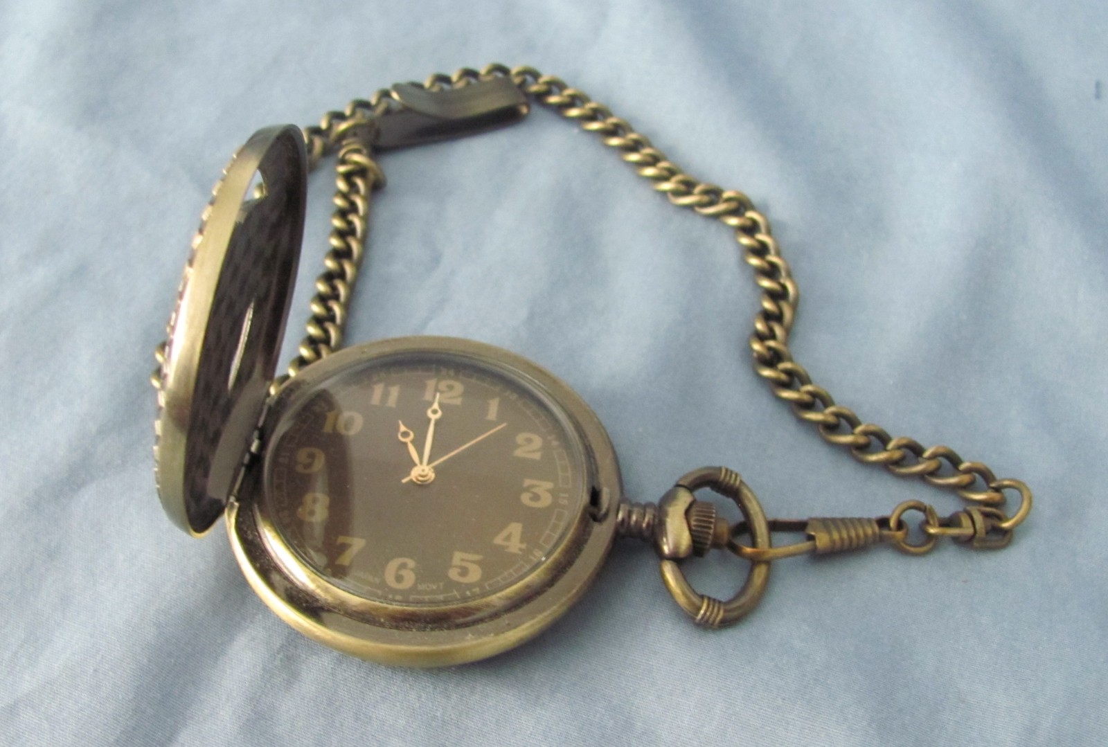Allude Railroad Themed Pocket Watch with Chain. Very Nice Runs Well